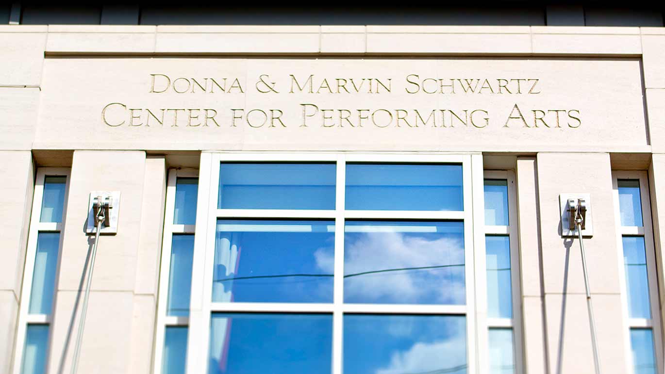 Photo of the Schwartz Center exterior sign